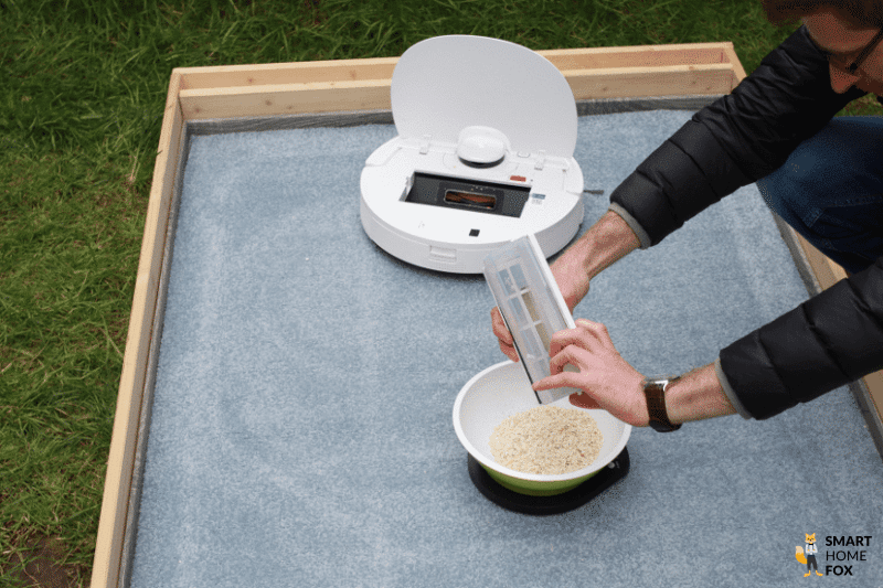 Weighing results from the vacuuming test